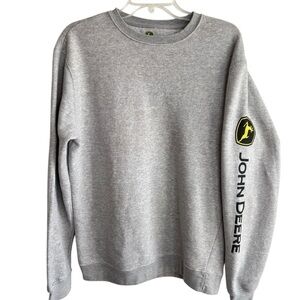 John Deere Jd Crew Neck Fleece Sweatshirt Gray Medium Tractor Farming